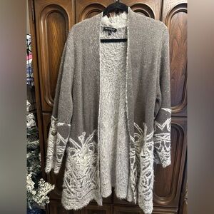 Picadilly Fashion Gray and Cream Cardigan